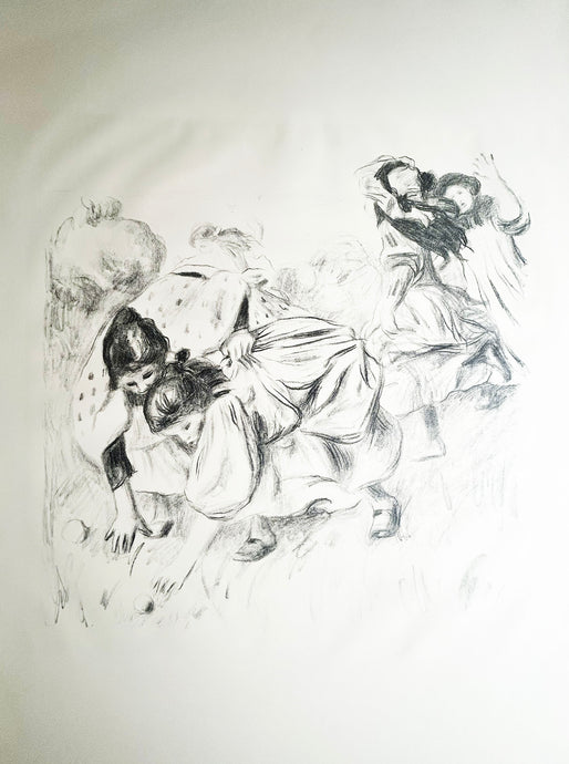 RENOIR Enfants jouant à la balle. Lithographie originale. 