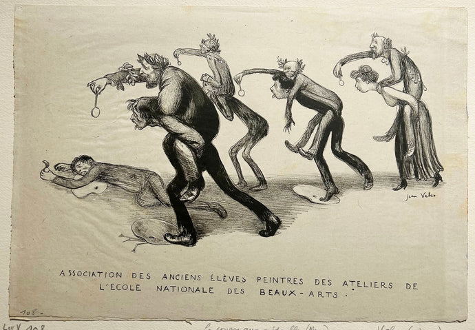 Jean VEBER La course aux médailles. Menu/ Lithographie originale. 