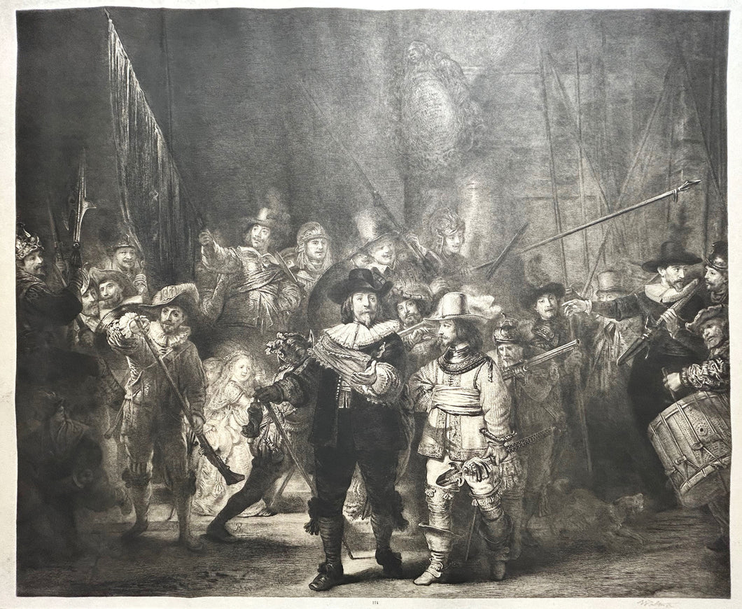 WALTNER La ronde de nuit. Gravure d'après Rembrandt. 