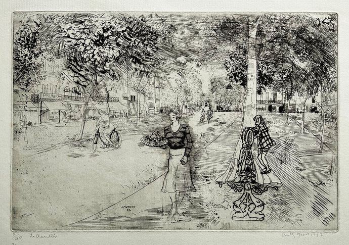 Anthony GROSS La charcutière. Gravure originale signée et datée. 