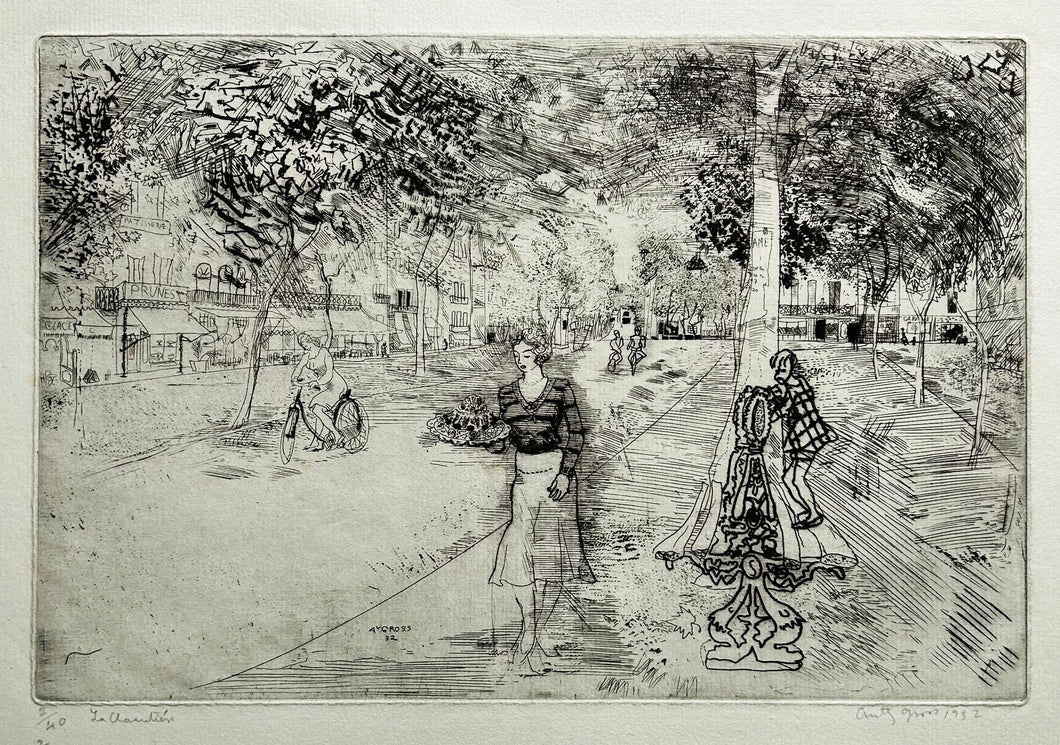 Anthony GROSS La charcutière. Gravure originale signée et datée. 