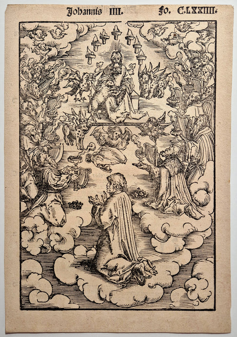 CRANACH Lucas le vieux L'Apocalypse: Les 24 vieillards devant le trône de dieu. Bois gravé. 