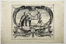 Charger l&#39;image dans la galerie, Carte-adresse de Meraud Ficler, marchands de fer, rue Raisin à Lyon. [Allégorie de la mort].
