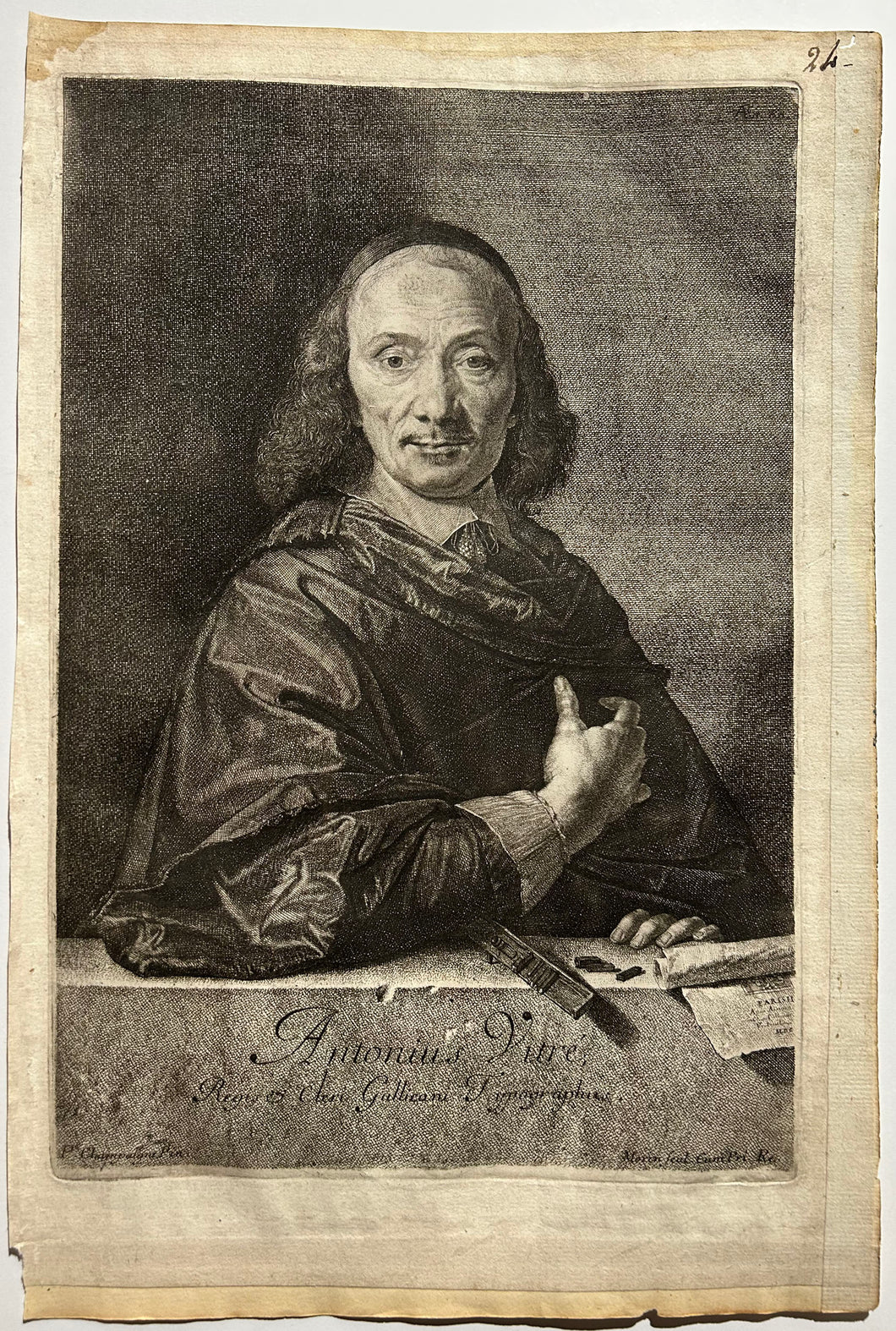 Jean MORIN. Portrait d'Antoine Vitré, typographe du roi. c.1640-1650. Gravure.