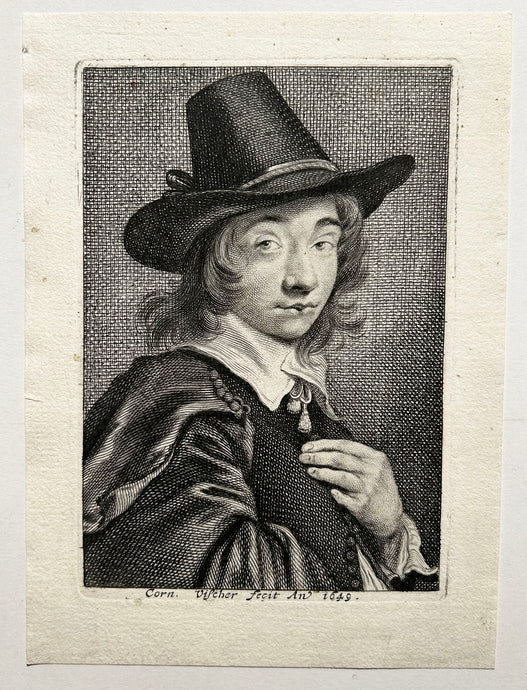 CornelisVISSCHER. Autoportrait de l'artiste.  1649. Gravure.