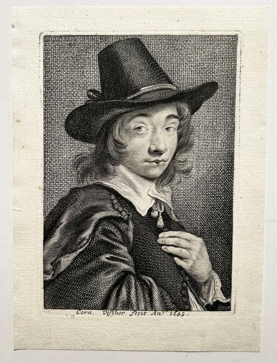 CornelisVISSCHER. Autoportrait de l'artiste.  1649. Gravure.