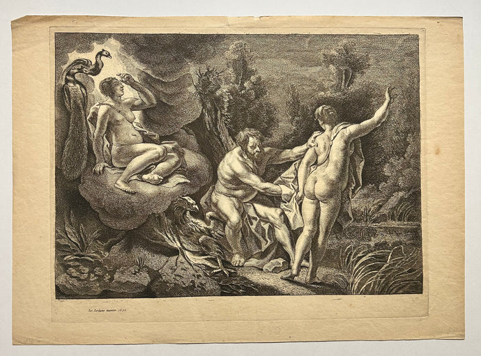 Jacob JORDAENS Jupiter, Io et Junon.  1652. Gravure à l'eau-forte et au burin. 