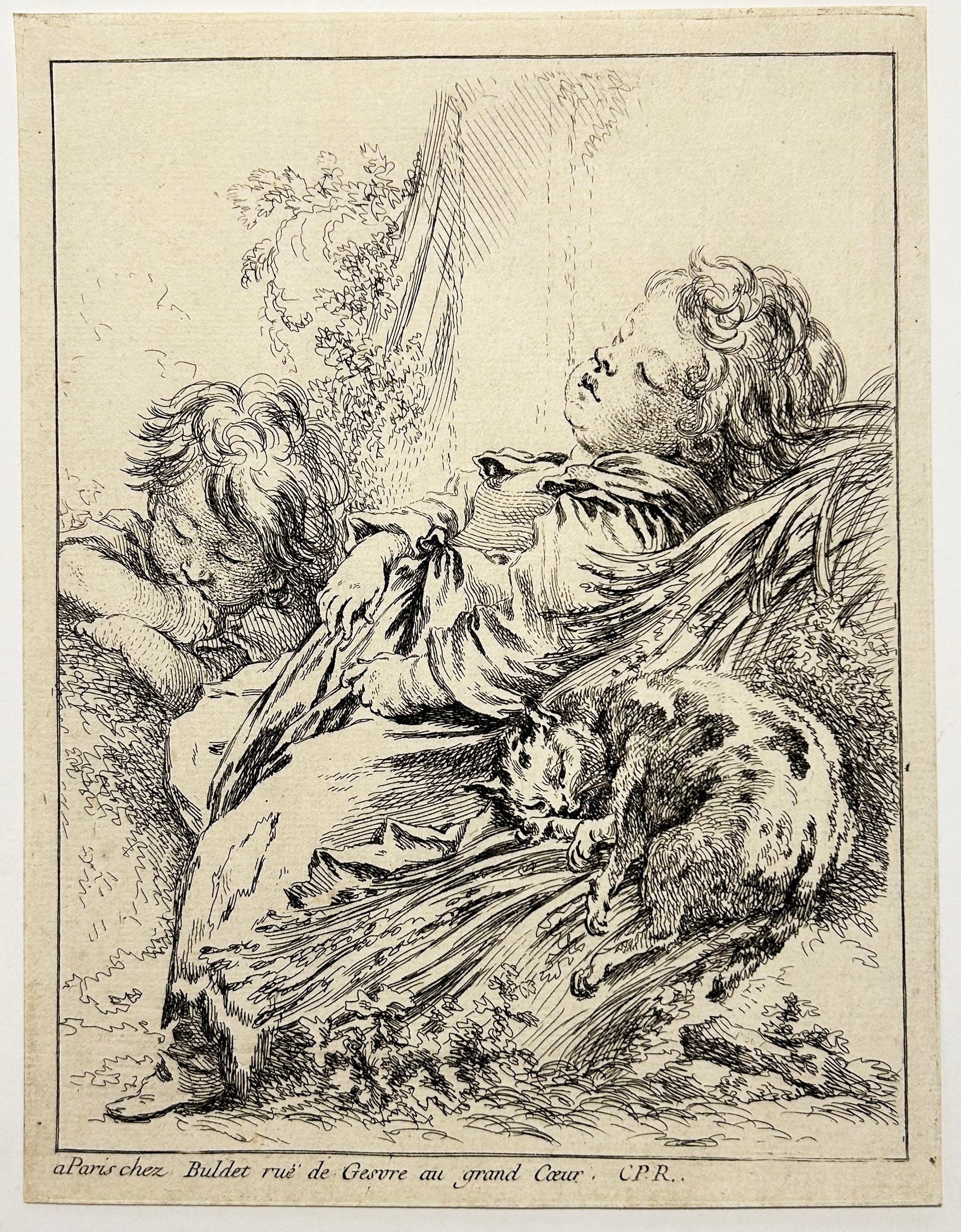 François BOUCHER - Le sommeil. Eau-forte originale. 