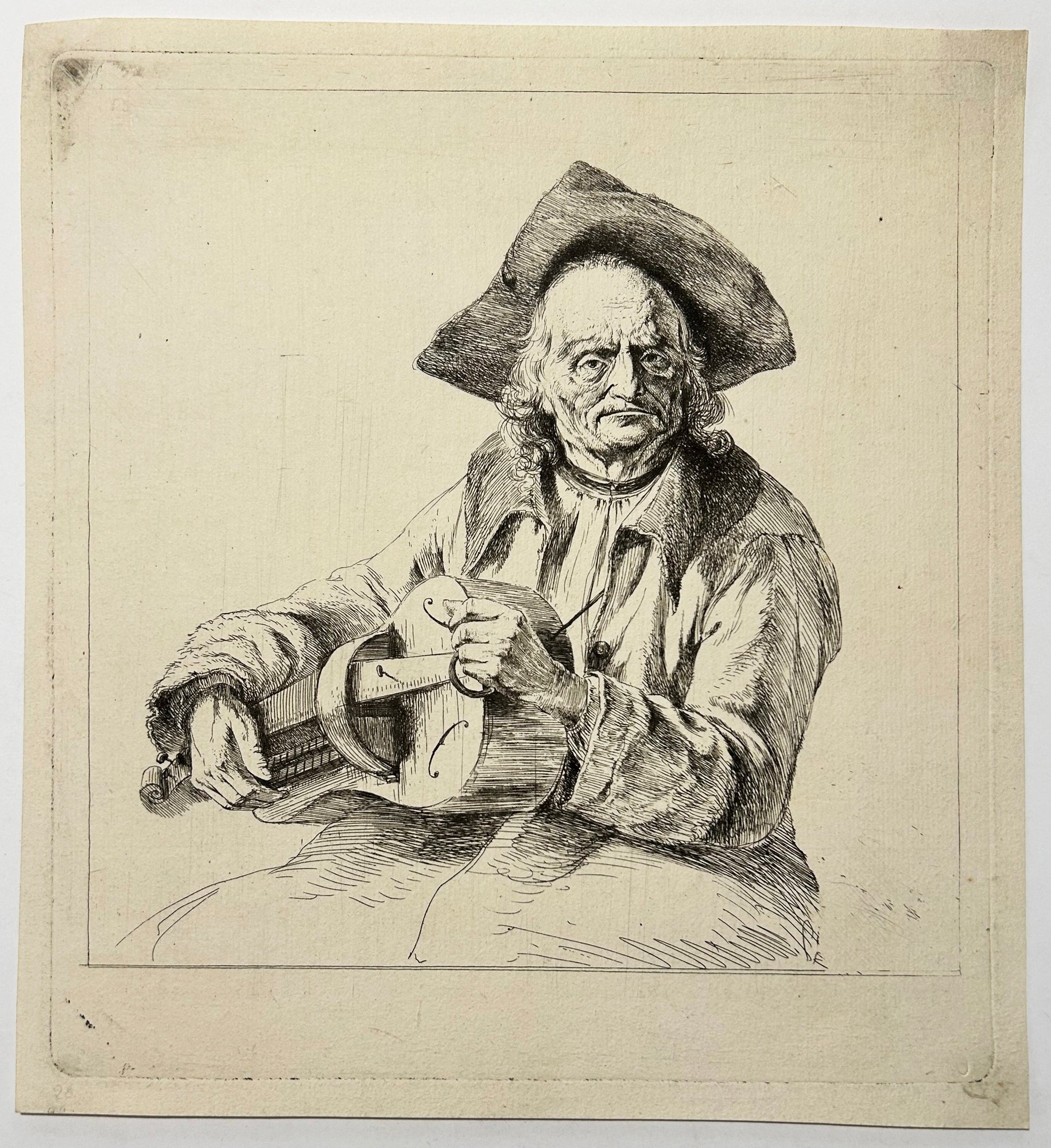 Jean-Jacques DE BOISSIEU - Le vielleur de la main gauche.  1769. Eau-forte originale. 