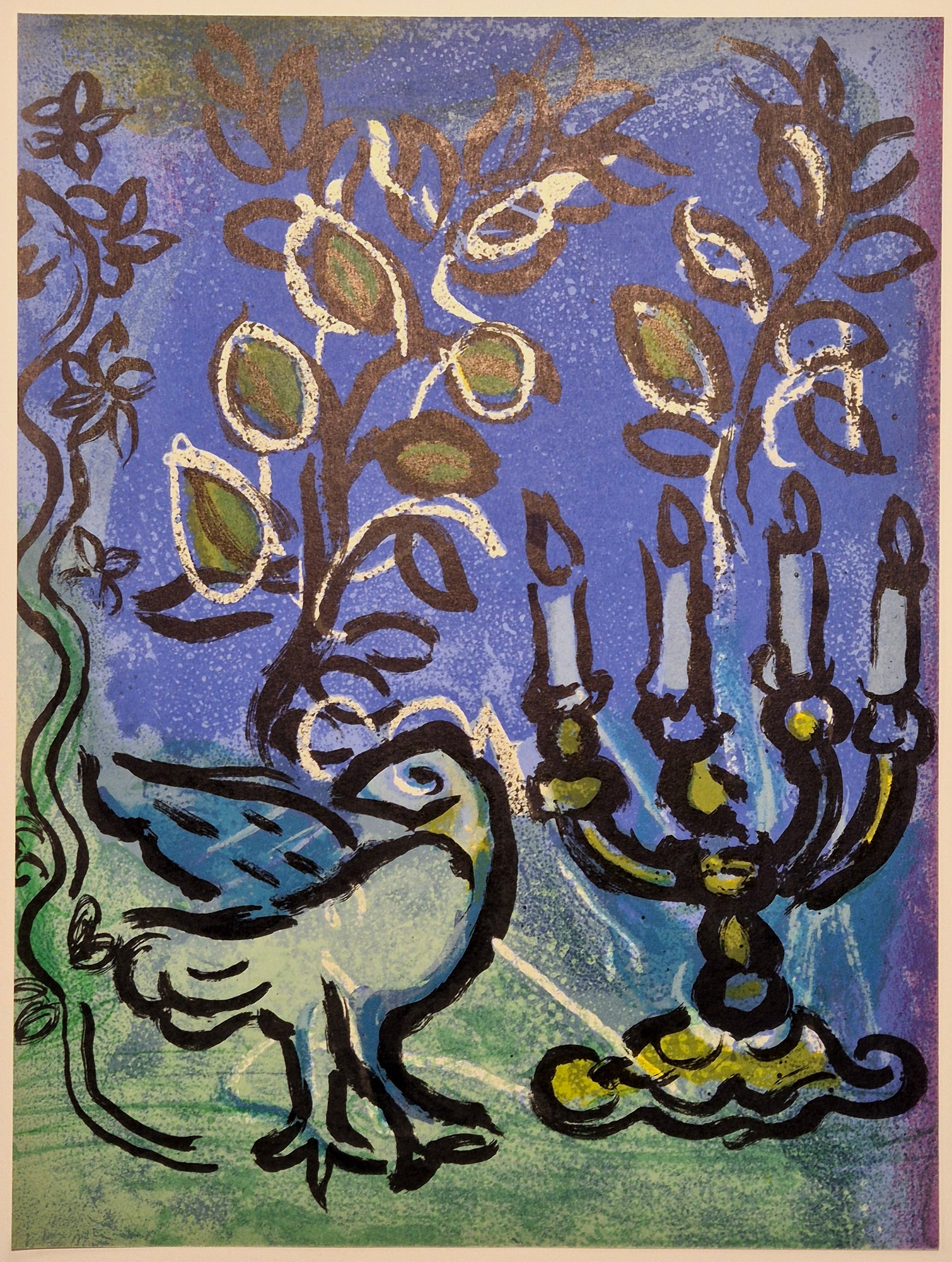 Marc CHAGALL - Vitraux pour Jérusalem: Chandelier. 1962. Lithographie. 