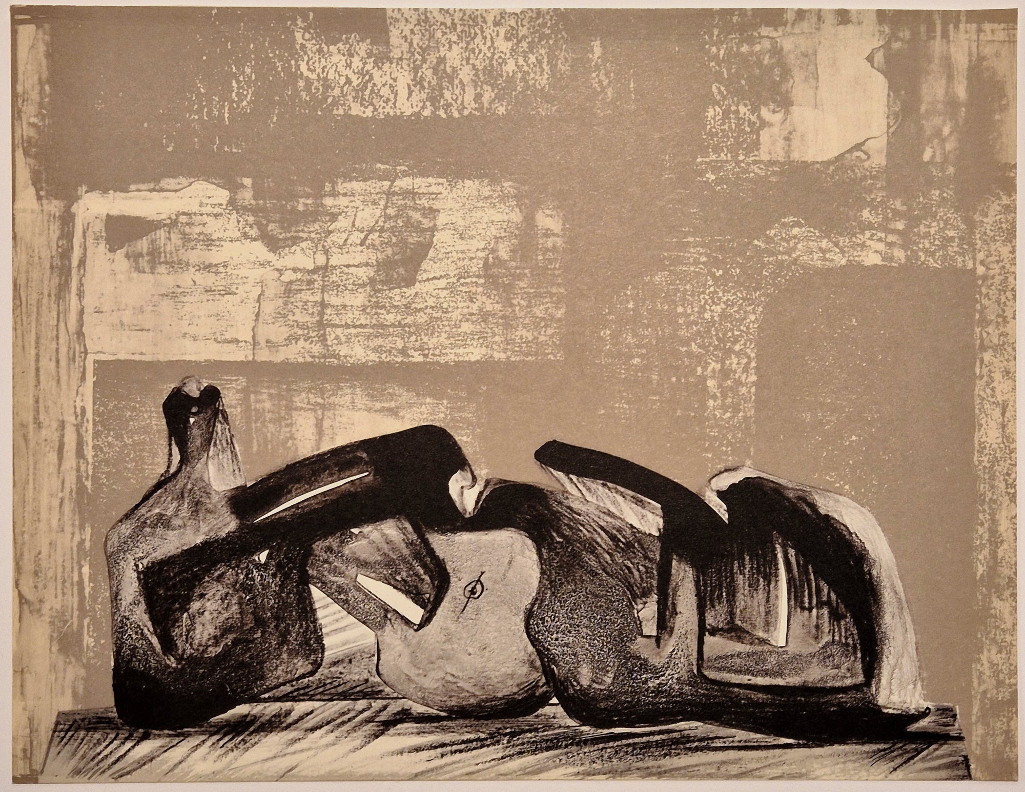 Henry MOORE - Reclining figure: interior setting I. 1977. Lithographie.