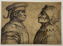Charger l'image dans la galerie, Dans l'esprit de Léonardo DA VINCI - Deux visages d'homme caricaturés. Eau-forte et burin. 
