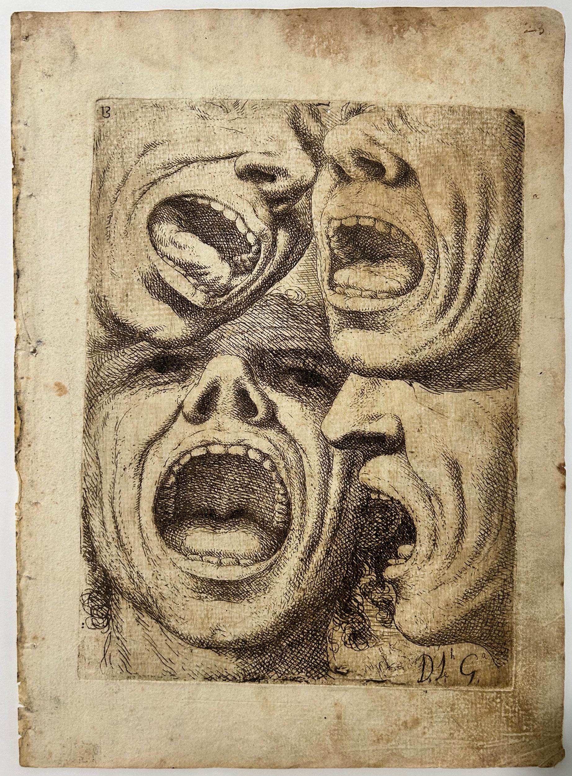 Visage. Tiers inférieur, bouche ouverte (Cara. Tercio inferior, boca abierta).  1693.