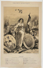 Charger l&#39;image dans la galerie, Le ballon. Emblêmes patriotiques. J&#39;ai été exilé de Paris et c&#39;est lui qui m&#39;a apporté des nouvelles de la Capitale. 1870.
