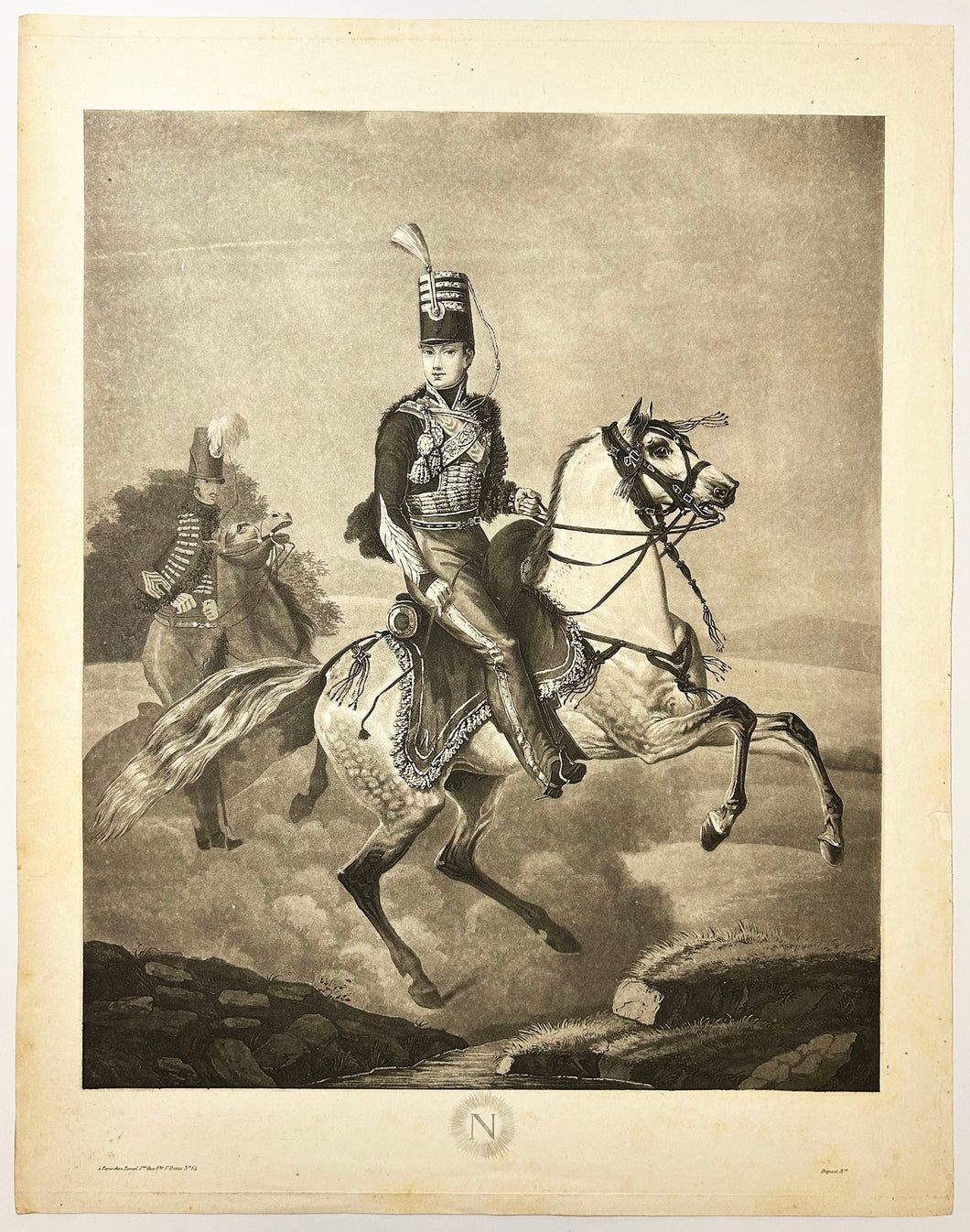 Portrait à cheval de l'Aiglon (1811†1832), Duc de Reichstadt, en uniforme de hussard.  c.1830.