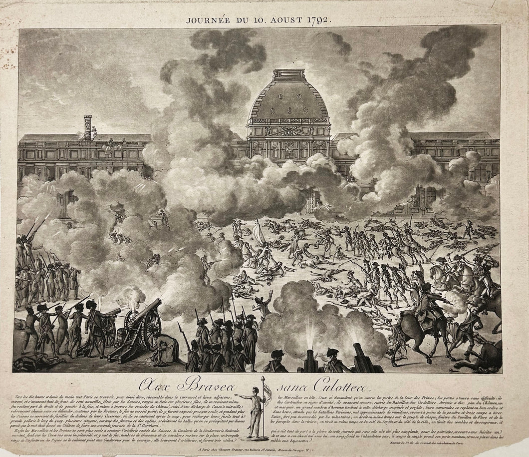 [Prise du Château des Tuileries]. Journée du 10 Août 1792. Aux Braves sans Culottes.  Fin 18ème.