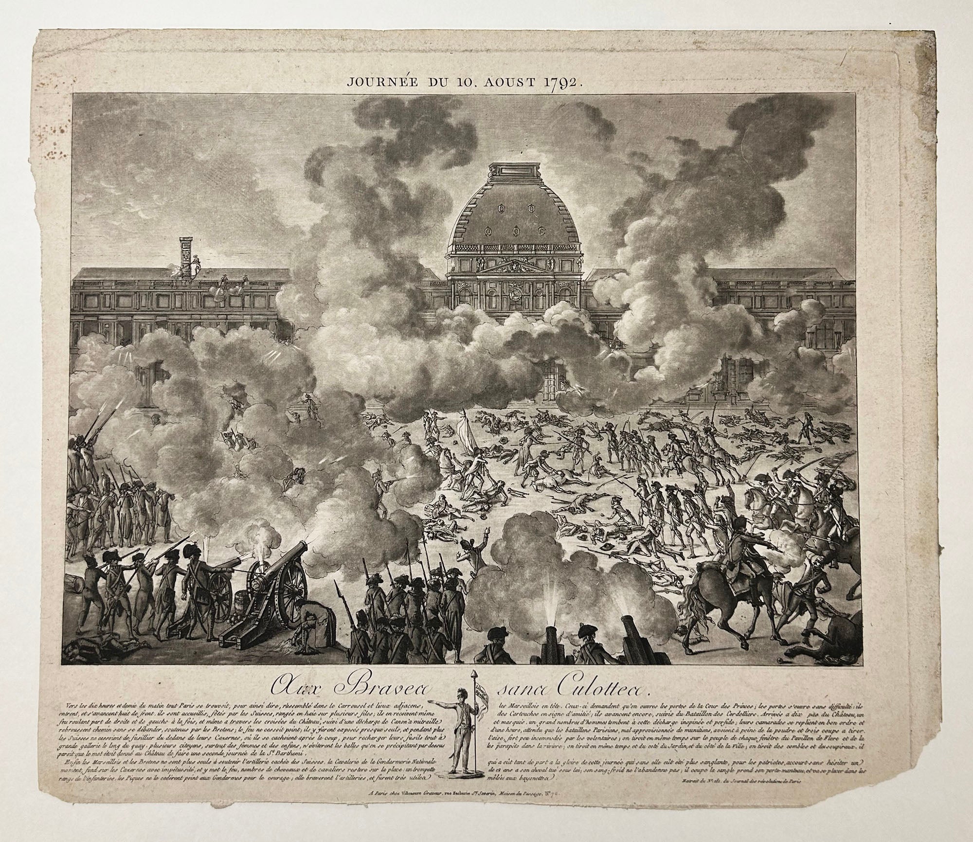 [Prise du Château des Tuileries]. Journée du 10 Août 1792. Aux Braves sans Culottes.  Fin 18ème.