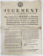 Charger l&#39;image dans la galerie, Jugement rendu par la commission militaire, séante à Libourne (le 4 novembre 1793).
