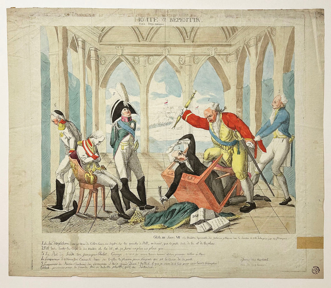 Honte et Repentir. Pièce tragi-comique. Acte III Scène VII: Le théâtre représente des galeries gothiques dans le lointain, la ville d'Ulm prise par les français.  Entre 1804 et 1807.