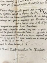 Charger l&#39;image dans la galerie, Assignation et Brevet d&#39;investiture de rente annuelle par Jean-Jacques-Régis Cambacérès, Prince et Archichancelier de l&#39;Empire, Duc de Parme pour le Sr Mathieu Laurent Beaujard, fuselier au 29ème Régiment d&#39;Infanterie de Ligne.  1812.
