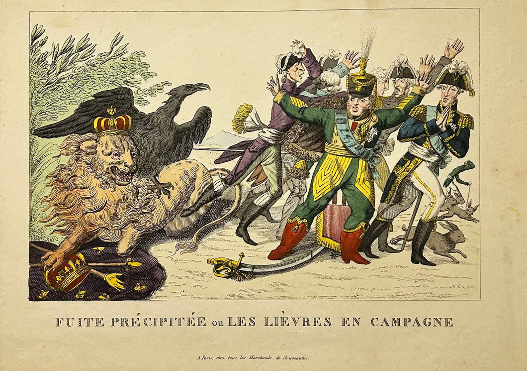 Fuite précipitée ou Les lièvres en campagne. 1815.