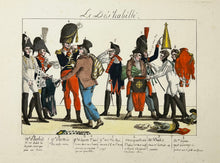 Charger l&#39;image dans la galerie, Le Dés&#39;habillé ( M.d d&#39;habit. Garde d&#39;Artois, Garde de la porte, Garde du corps du Roi, Mousquetaire, M.d d&#39;habit, Ch.ux legers).  c.1815.
