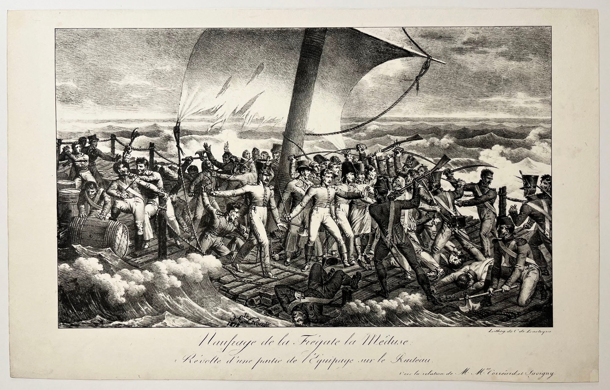 Naufrage de la Frégate la Méduse. Révolte d'une partie de l'Equipage sur le Radeau.  1818.