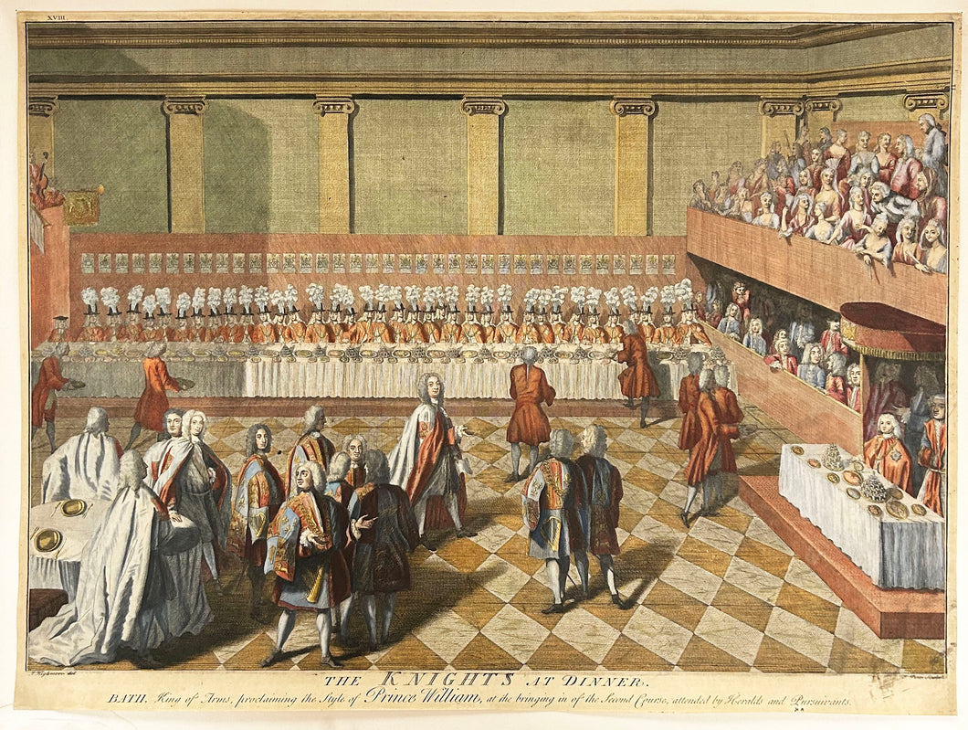 The Knights at dinner [Les Chevaliers de l'Ordre du Bain lors d'un dîner en l'honneur du Prince William].  1730.