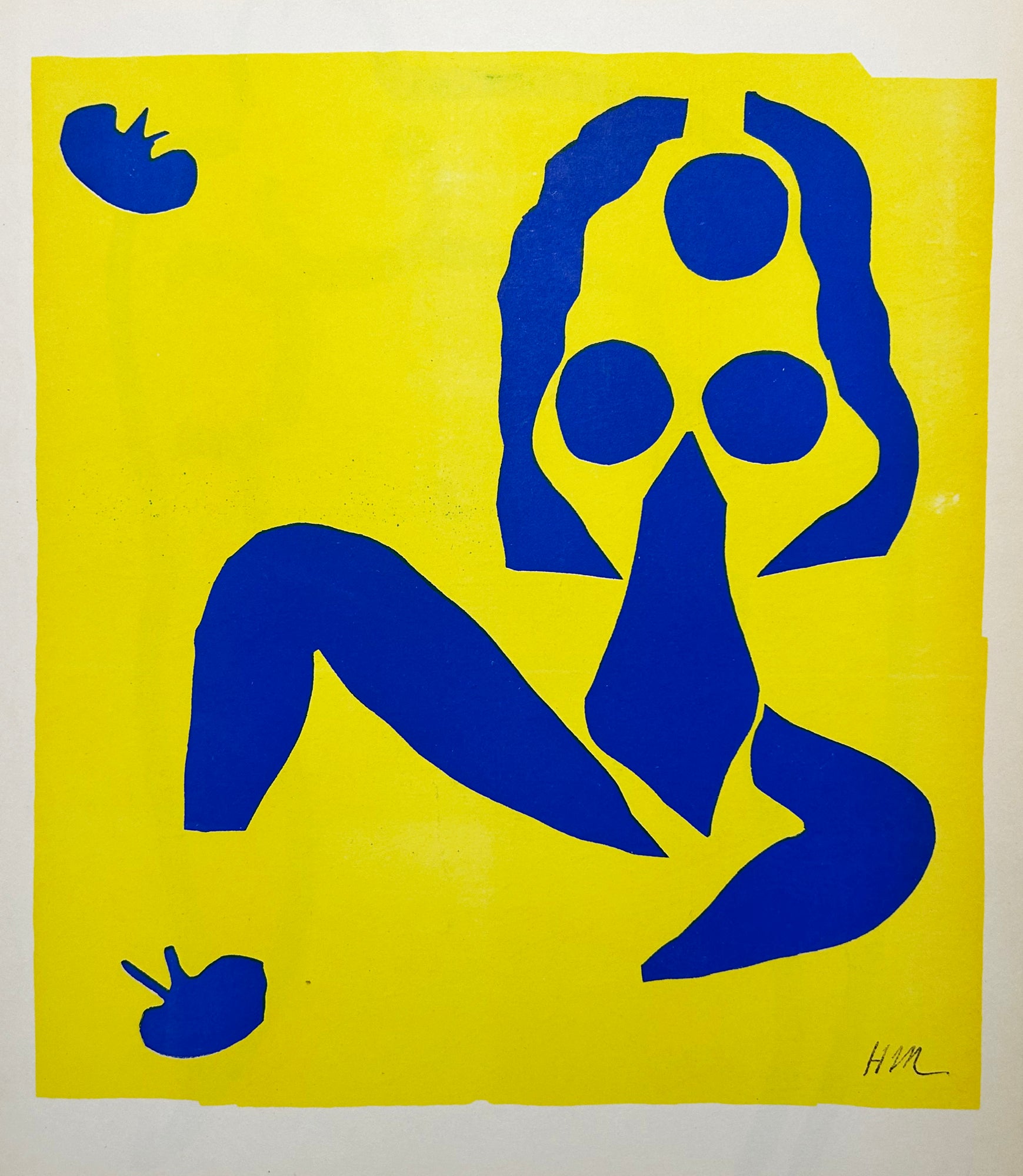 Nu bleu sur fond jaune. 1952.