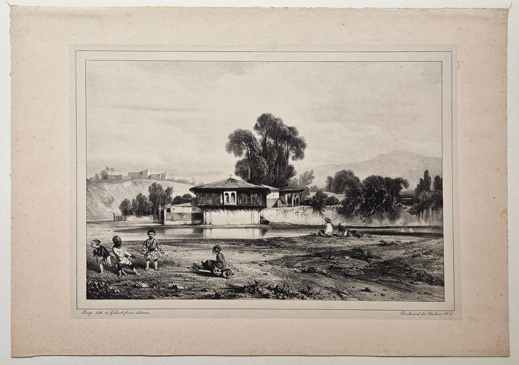 Kiosque au bord d'une rivière. 1831.