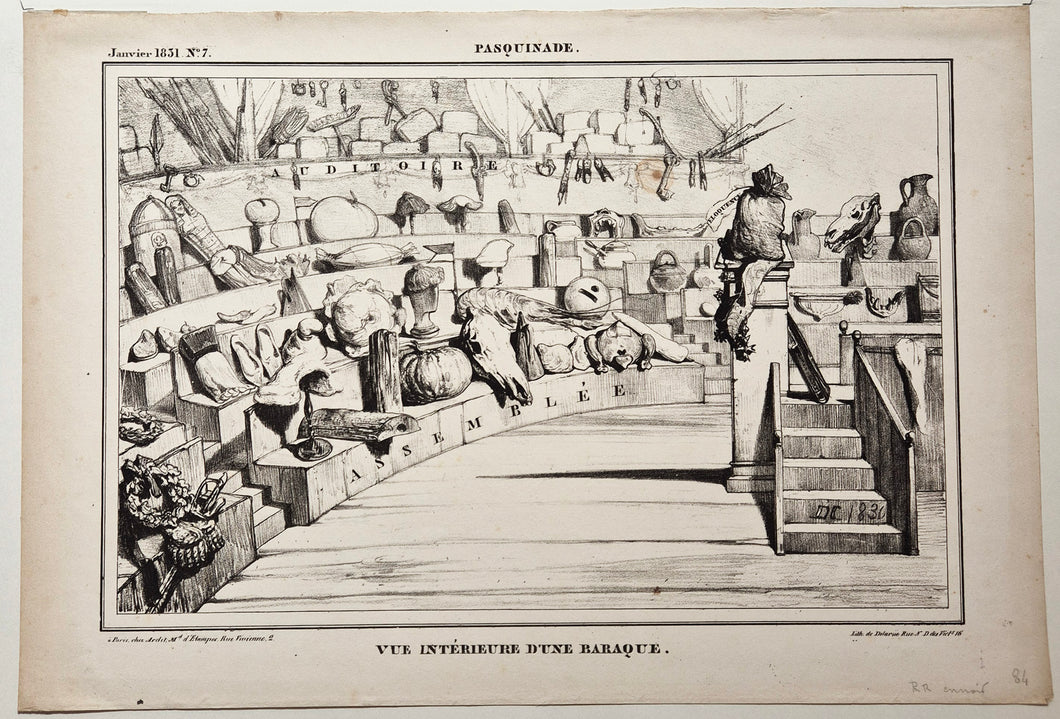 Vue intérieure d'une baraque. 1830.