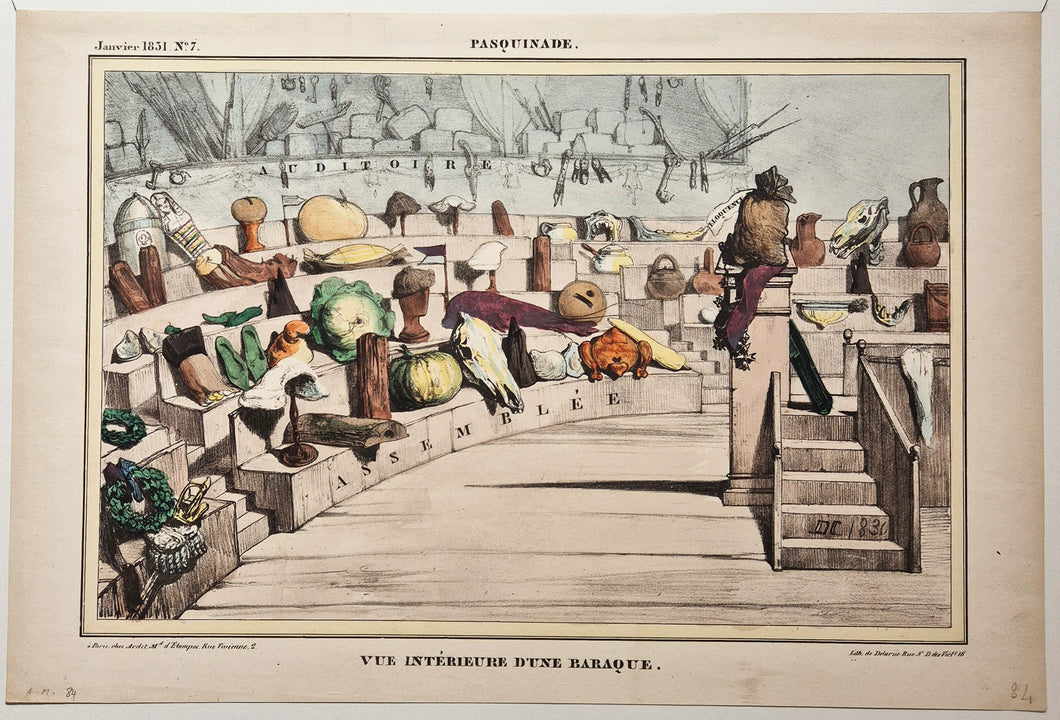 Vue intérieure d'une baraque. 1830.
