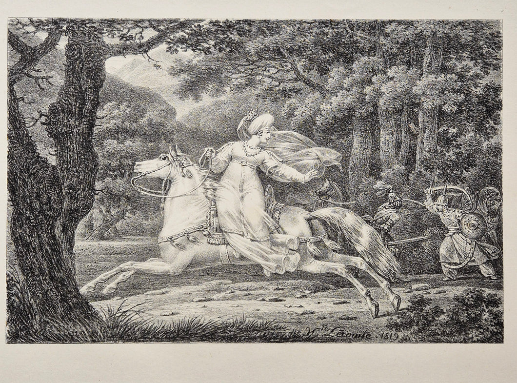 Angélique devenue invisible échappe à Renaud et Sacripant. 1819.