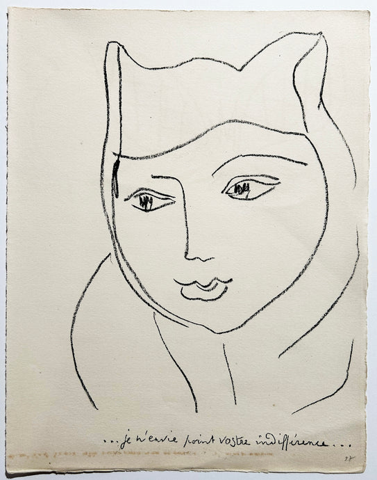 MATISSE Je n'envie point votre indifférence… 1946. Lithographie. 
