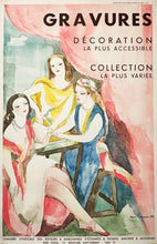 Charger l'image dans la galerie, Affiche publicitaire "Gravures décoration la plus accessible, collection la plus variée" pour la Chambre Syndicale des Editeurs. 1937.
