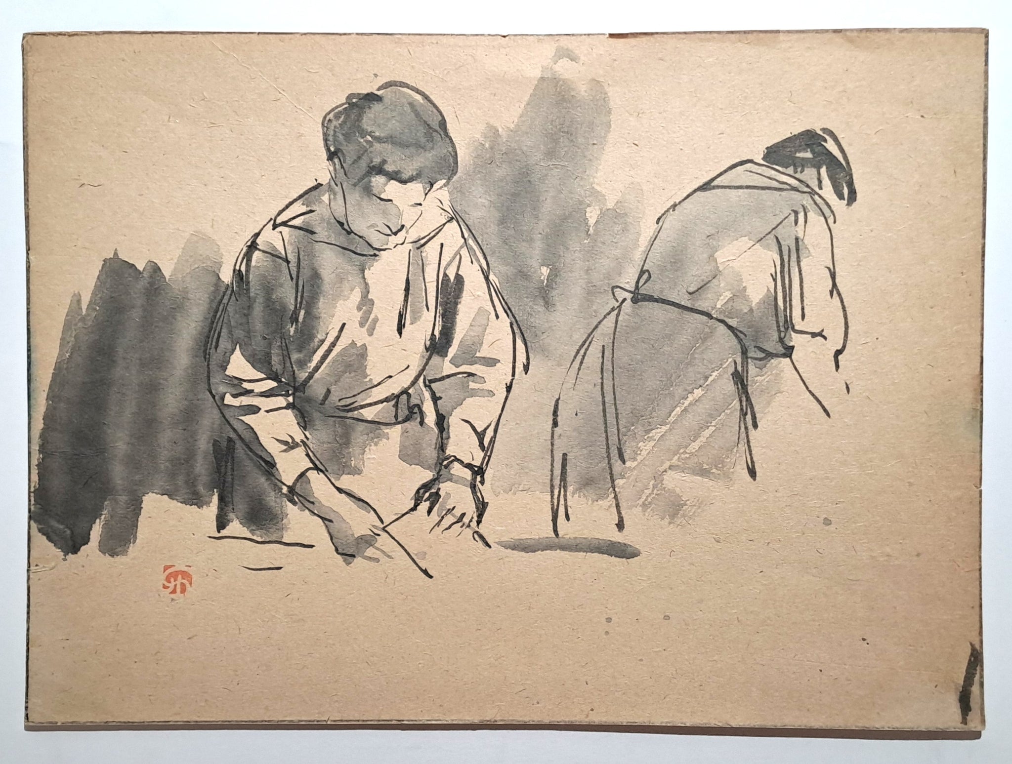 Jules CHADEL [Deux blanchisseuses]. Dessin original. 