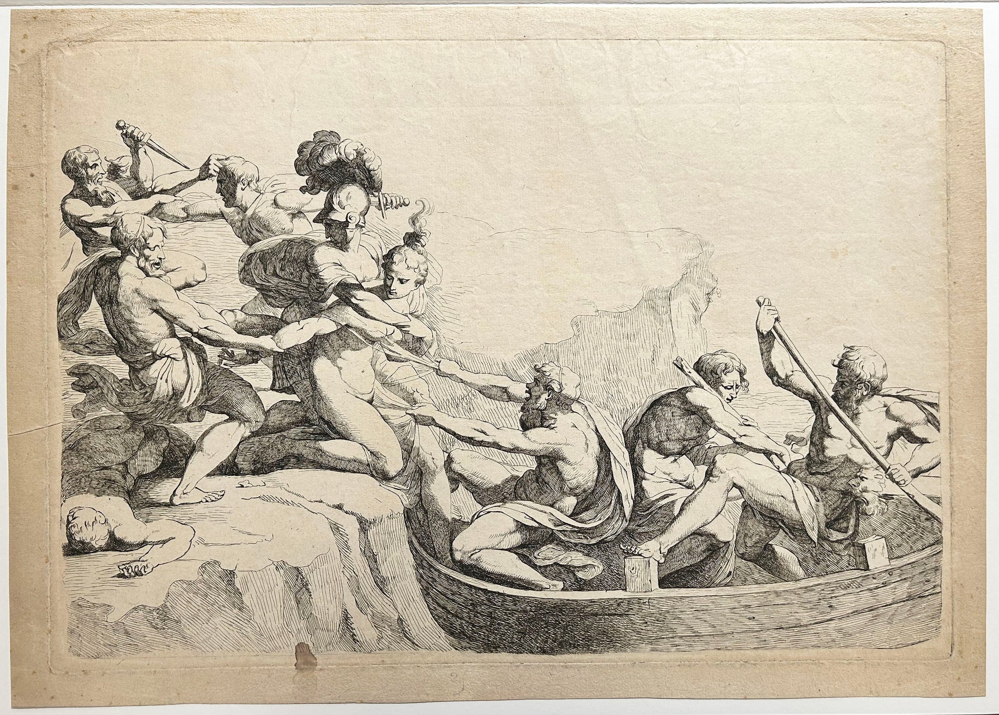 L'enlèvement d'Hélène. Eau-forte gravée par un anonyme vers 1800. 