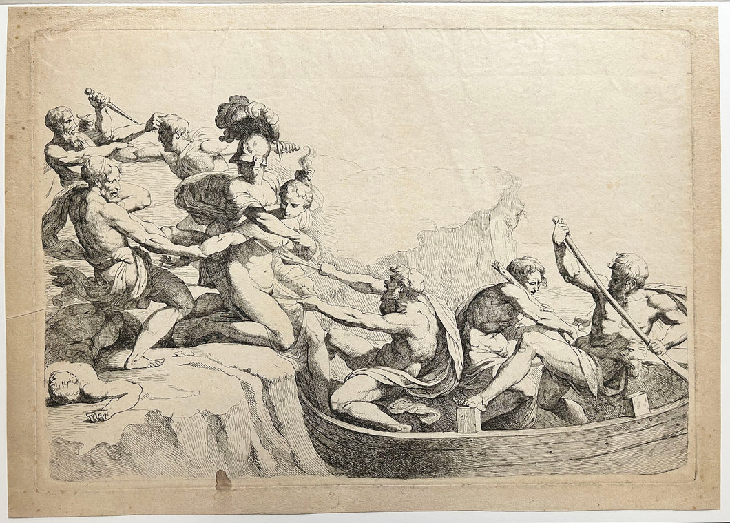 L'enlèvement d'Hélène. Eau-forte gravée par un anonyme vers 1800. 