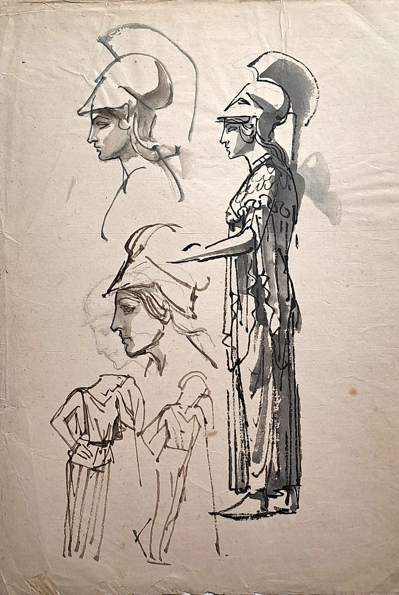 Jules CHADEL [Etudes pour Athéna]. Dessin original. 