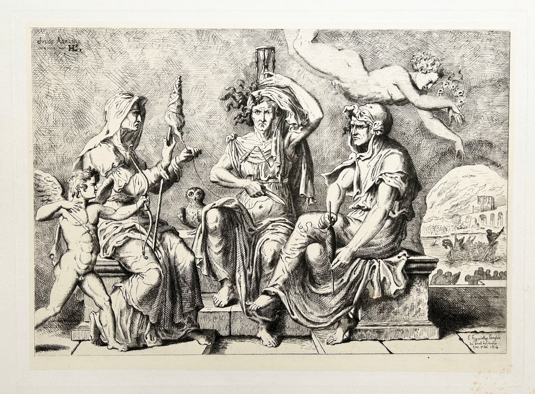 Jules ADELINE - Les Trois Parques.  1873. Eau-forte.