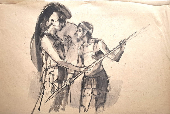 Jules CHADEL [Ulysse et Athéna]. Dessin original. 