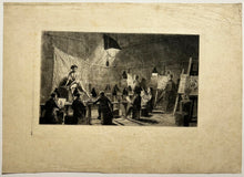 Charger l&#39;image dans la galerie, Atelier de dessinateurs. Modèle masculin nu dessiné à la lumière d&#39;une lampe par un cours de dessin d&#39;après modèle vivant. 1895.
