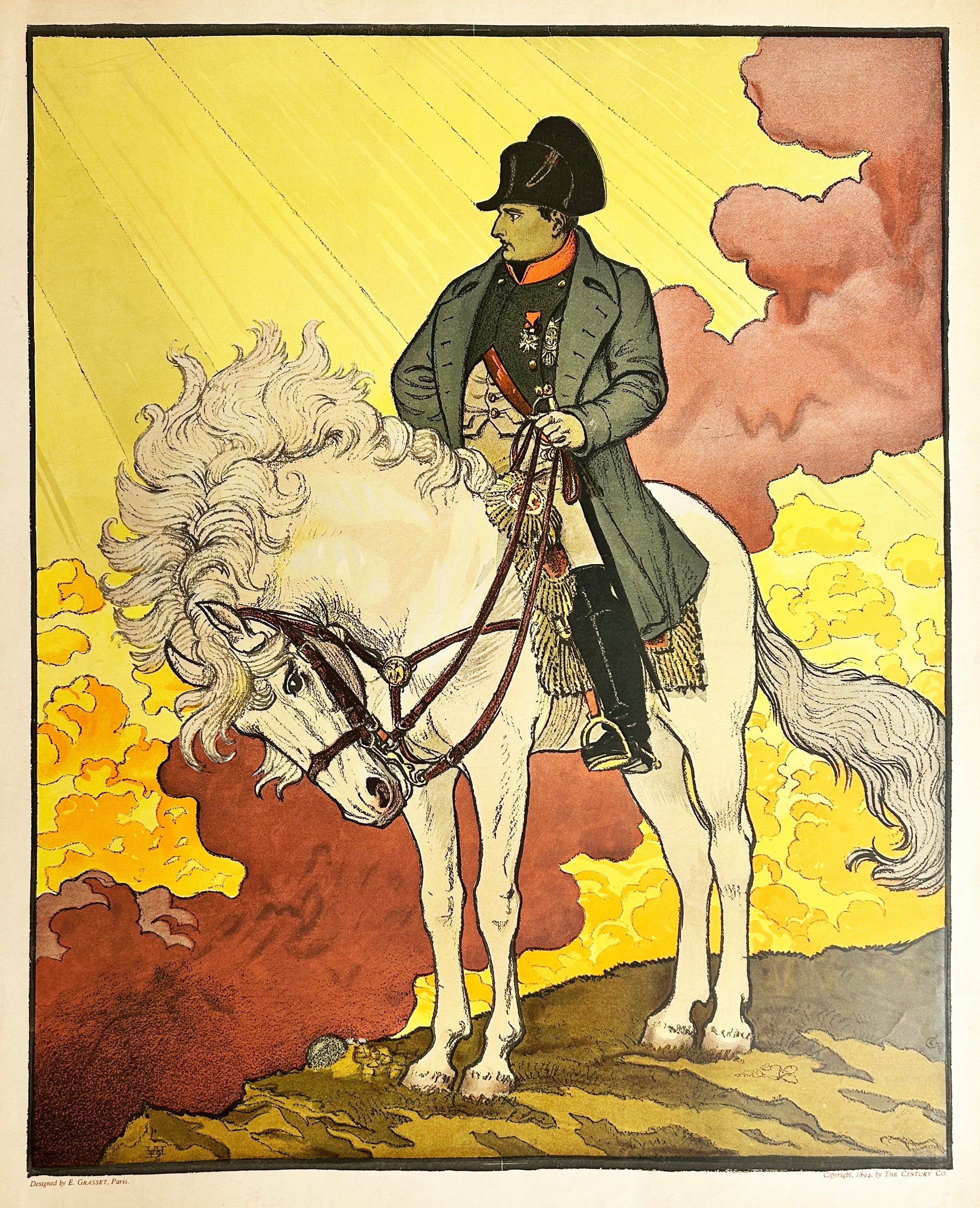 Eugène GRASSET - A New life of Napoleon. Lithographie en couleurs. 