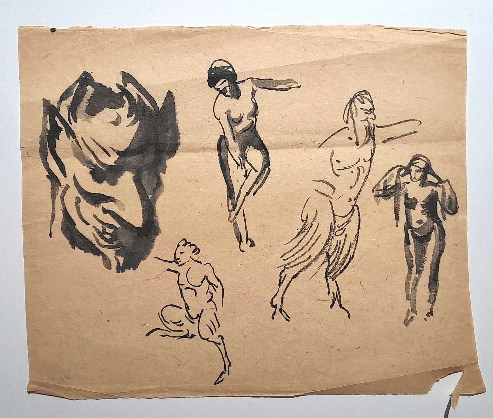 Jules CHADEL [Etudes de Satyres]. Dessin original. 