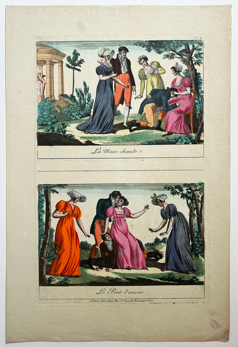 IMAGERIE PARISIENNE - La main-chaude & Le Pont d'amour.  Entre 1789 et 1811. Edition de Jean.