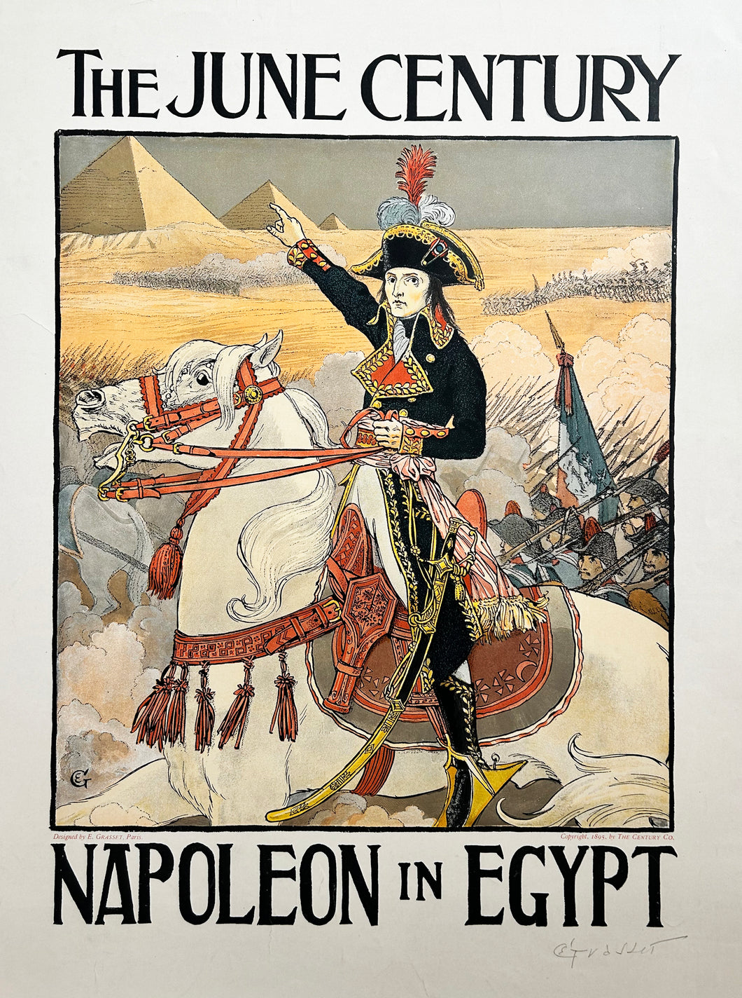 Eugène GRASSET - The June Century, Napoleon in Egypt. Affiche.  1895. Lithographie en couleurs, signée. 