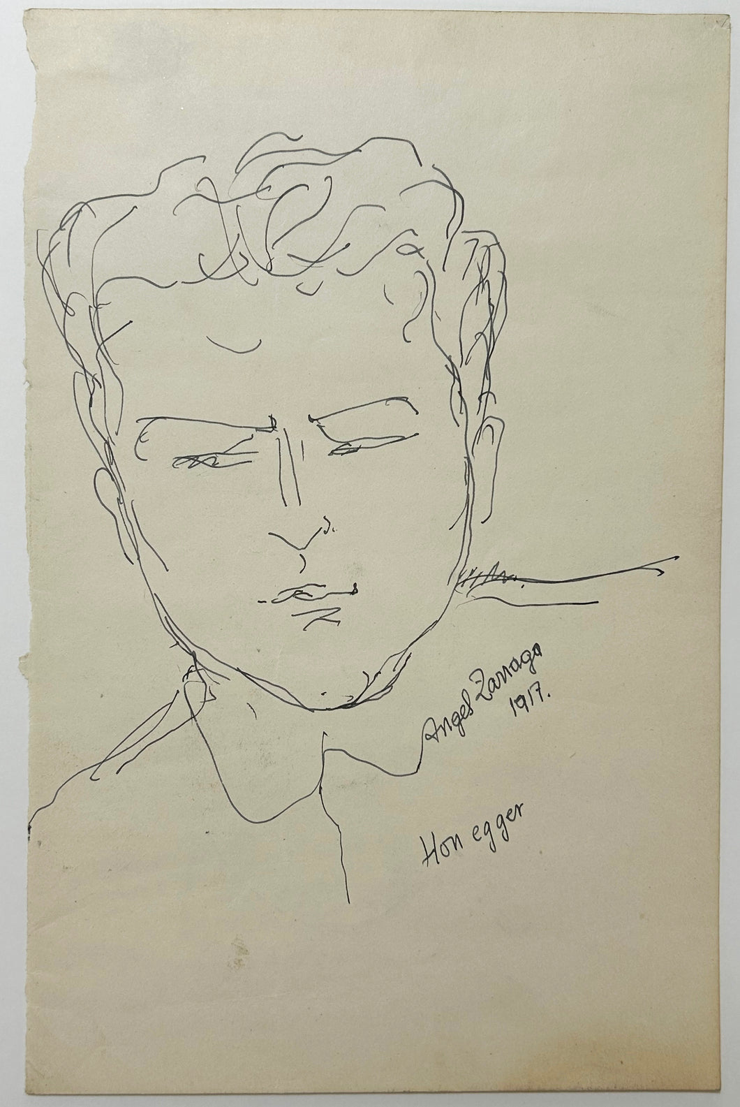 Portrait d’Arthur Honegger (Compositeur majeur du XXème siècle (1892†1955), de nationalité Suisse mais né en France). 1917.