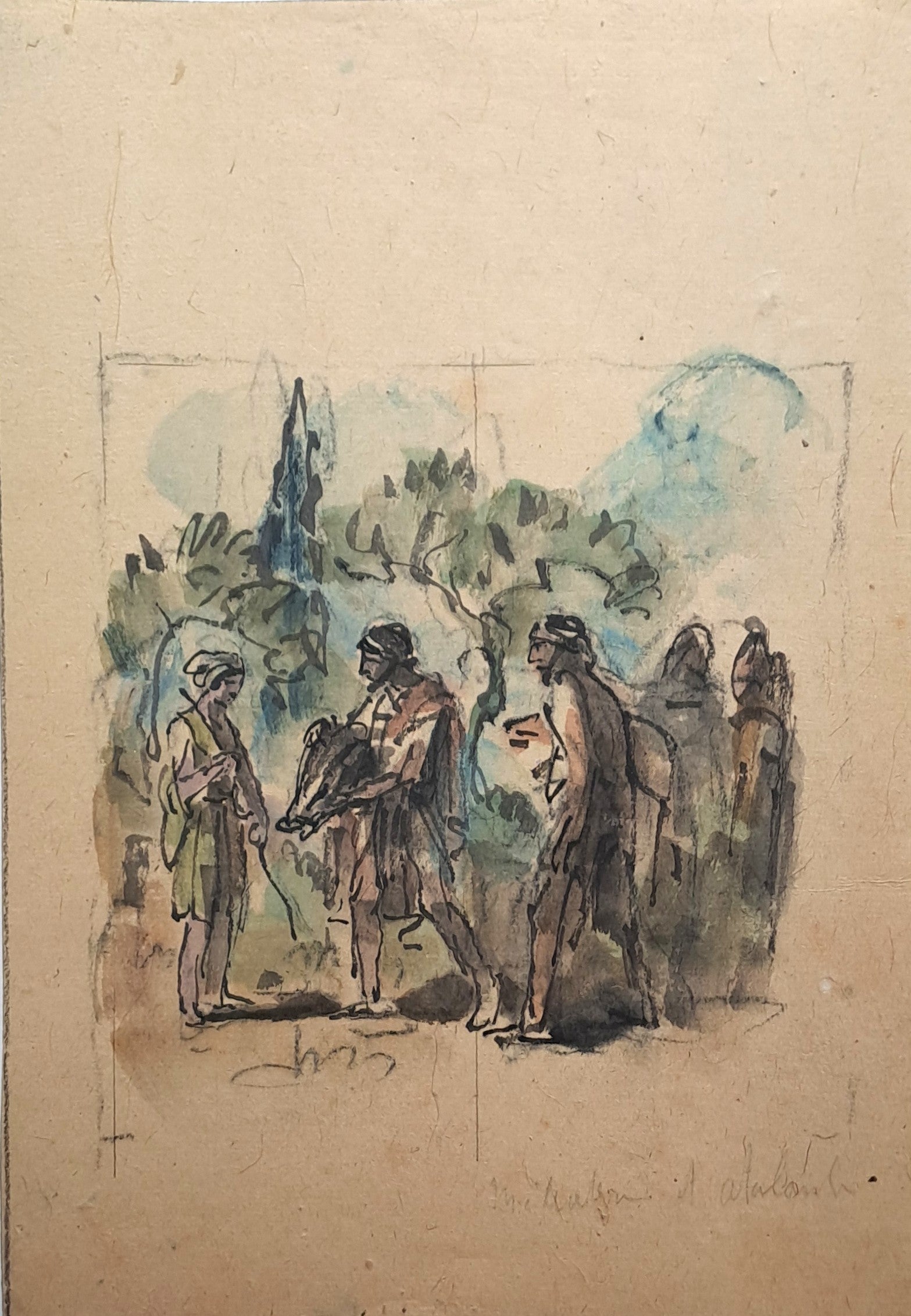 Jules CHADEL [Méléagre offre la hure à Atalante]. Dessin original. 