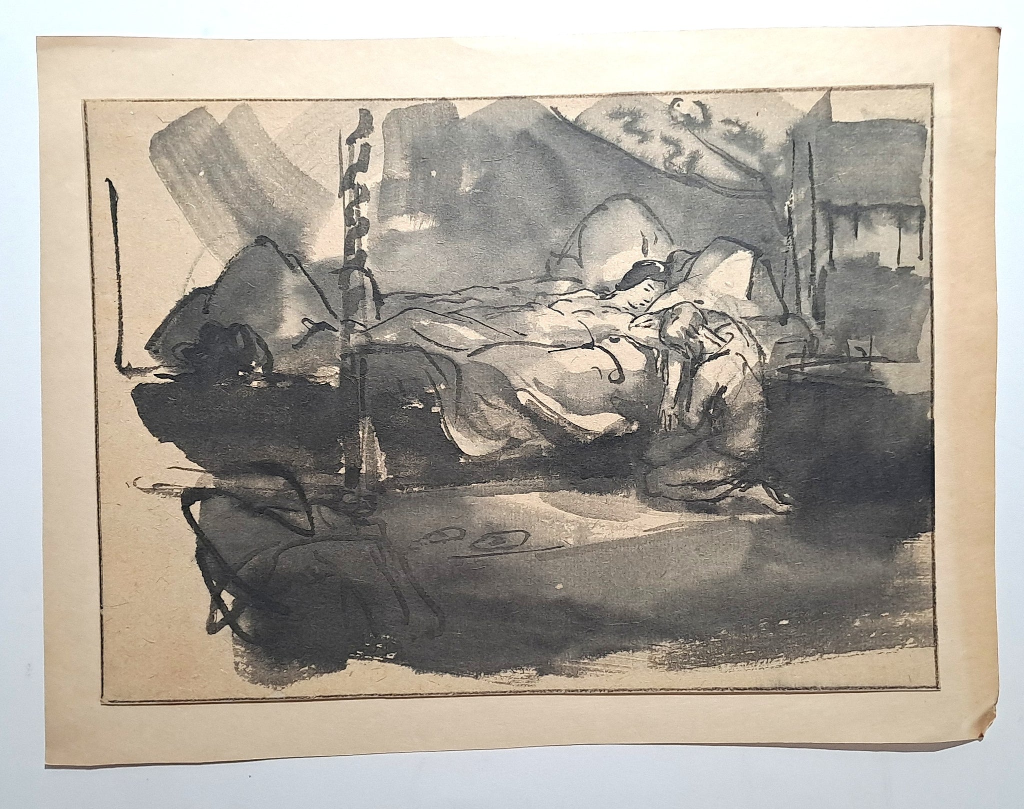 Jules CHADEL [Etude pour la mort d'Alceste]. Dessin original. 