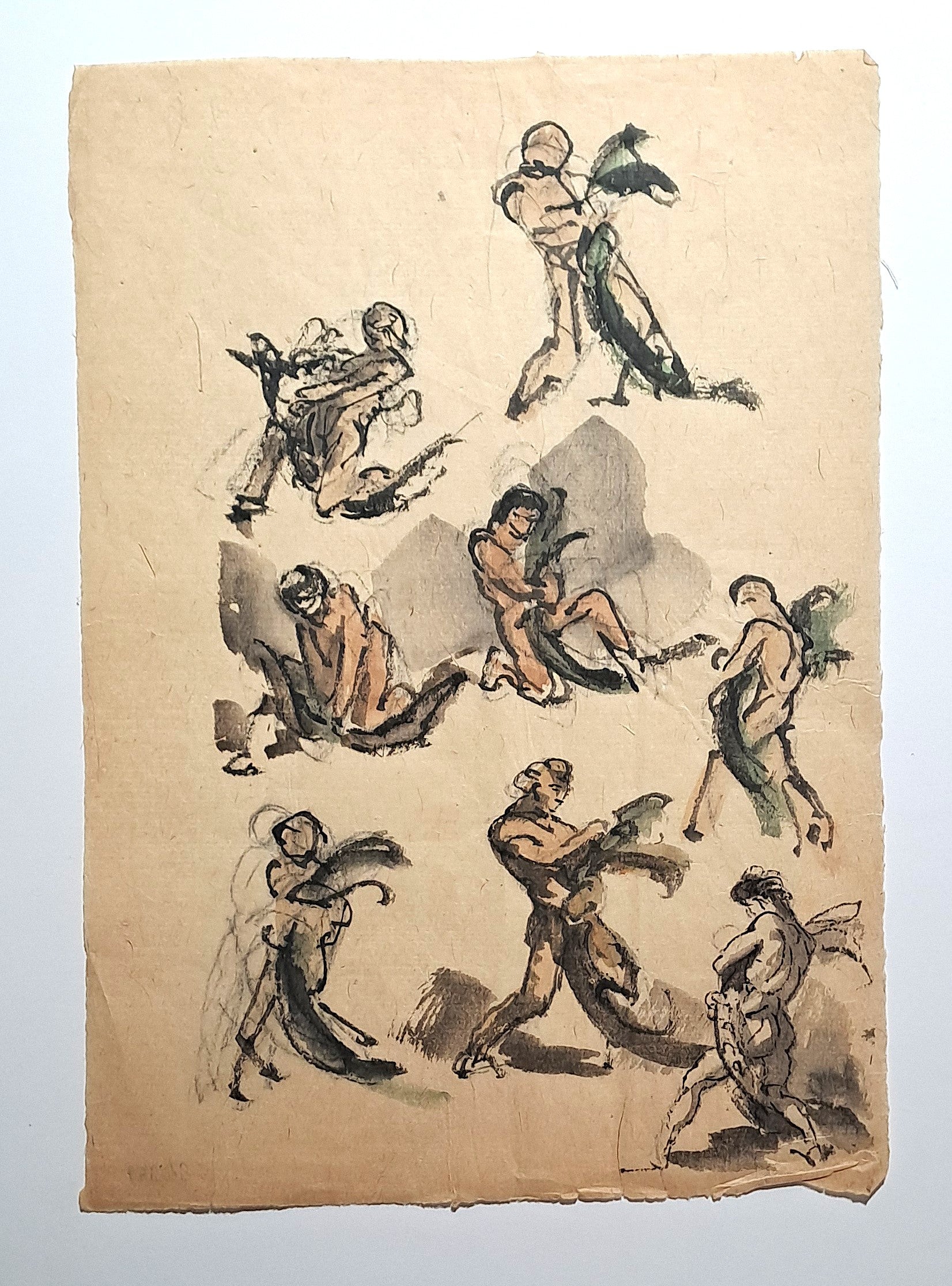 Jules CHADEL [Etudes du combat d'Héraclès contre l'Hydre de Lerne]. Dessin original. 